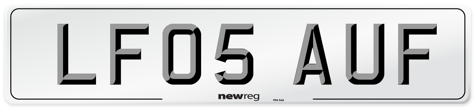 LF05 AUF Number Plate from New Reg